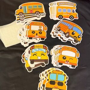 90 Count School Bus Colorful Bulletin Board Set for Kids large pictures school